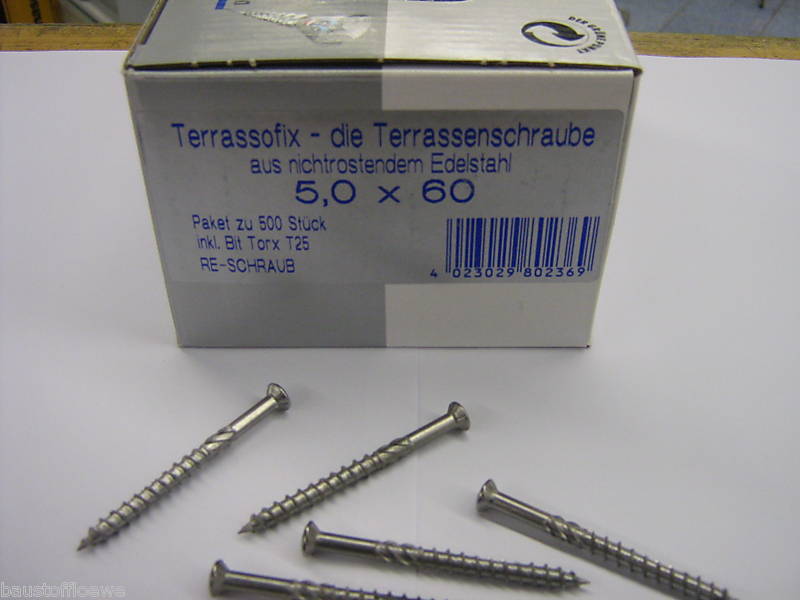 RE-SCHRAUB Terrassofix V2A Paket = 100 Stück 5,0 x 50 